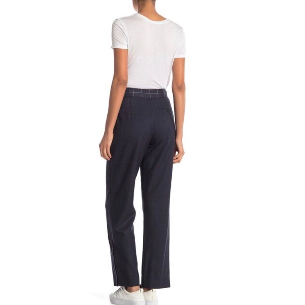 rag & bone James Plaid Wool-Blend Trousers Women’s Size 8 Navy Buckle Back - Picture 2 of 13